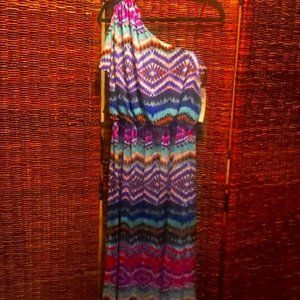 London Times one shoulder maxi dress